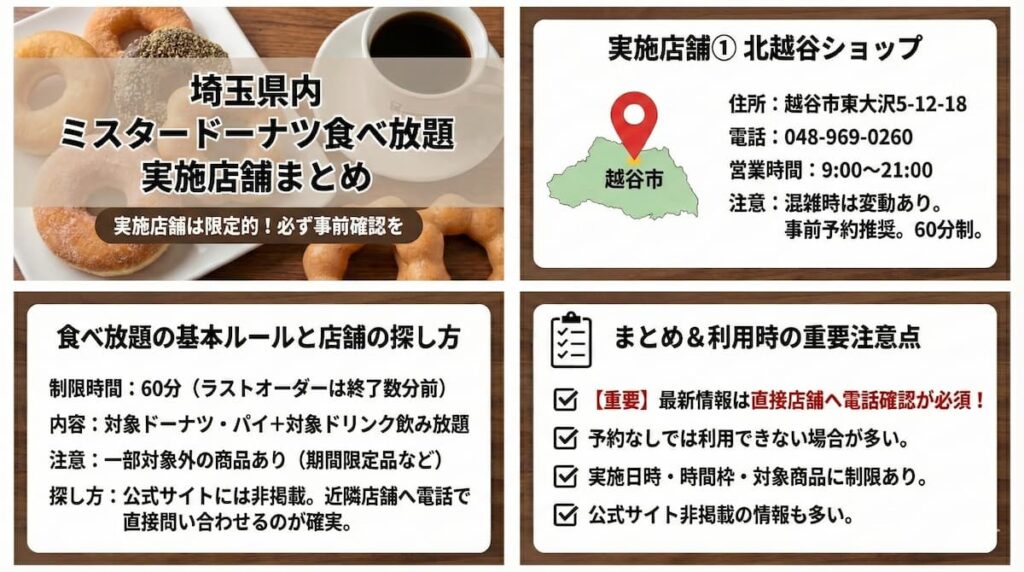 ミスド食べ放題埼玉。ドーナツビュッフェ実施店舗